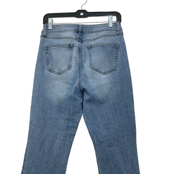 By.Rewash Womens Distressed Flared Leg Cropped Jeans Size 7/28 Medium Wash - Picture 9 of 10